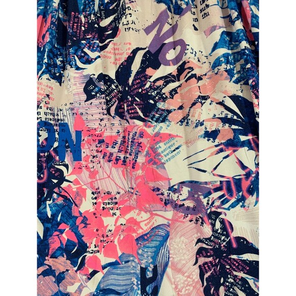 Rouge Collection Sundress 1X Flora Leaves Blue Purple Dress Rope Collar - Picture 2 of 12